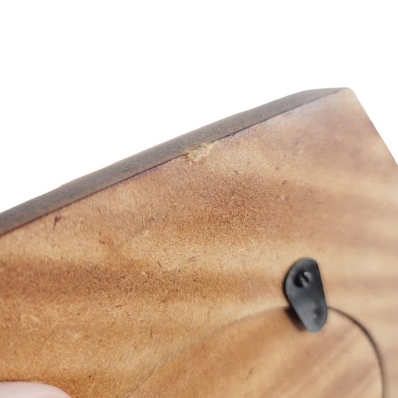 Pink Yellow & Orange Shell (?) and Wood Table Top Round Photo Picture Frame - Picture 6 of 8